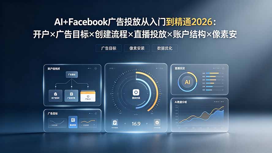 （19465期）AI+Facebook广告投放从入门到精通2026：开户×广告目标×创建流程×直播投放×账户结构×像素安装×AI赋能-翌晨科技网