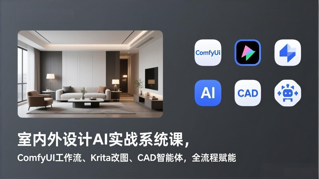 （17371期）室内外设计AI实战系统课，ComfyUI工作流、Krita改图、CAD智能体，全流程赋能-翌晨科技网