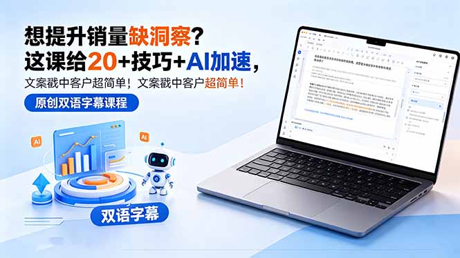 （18408期）想提升销量缺洞察？这课给 20 + 技巧 + AI 加速，文案戳中客户超简单！【原创双语字幕】-翌晨科技网