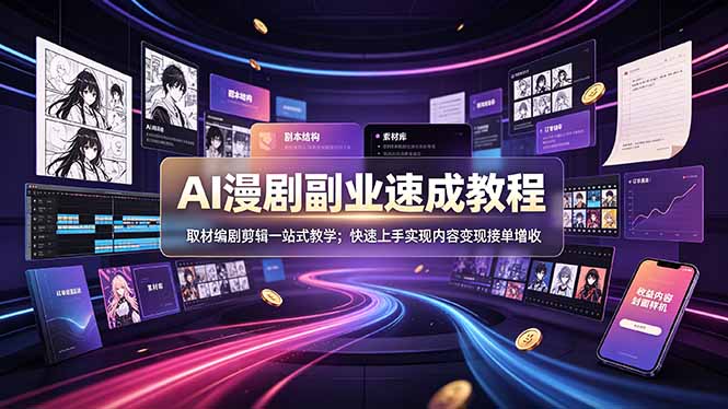 （19157期）AI漫剧副业速成教程，取材编剧剪辑一站式教学；快速上手实现内容变现接单增收-翌晨科技网