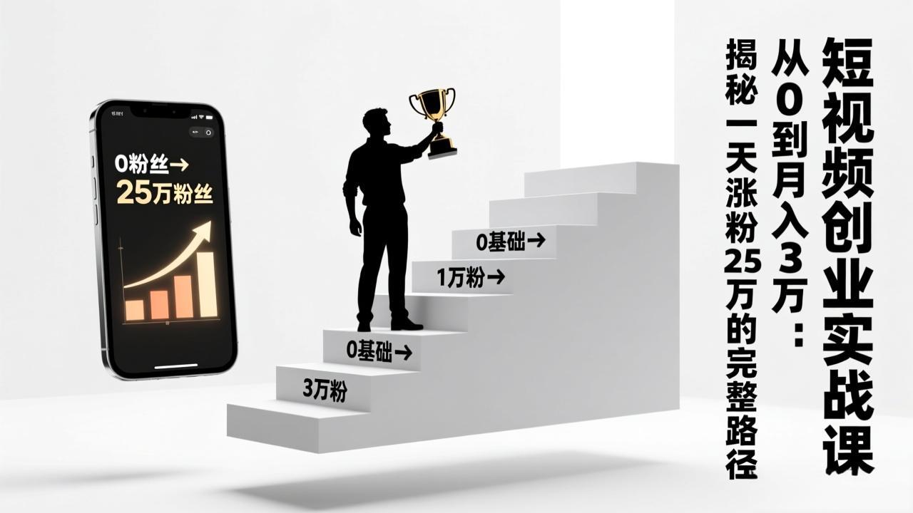 （17221期）短视频创业实战课：从0到月入3万：揭秘一天涨粉25万的完整路径-翌晨科技网