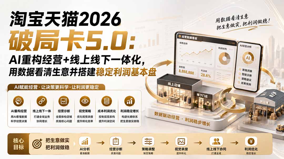 （20026期）淘宝天猫2026破局卡5.0：AI重构经营+线上线下一体化，用数据看清生意并搭建稳定利润基本盘（修复）-翌晨科技网