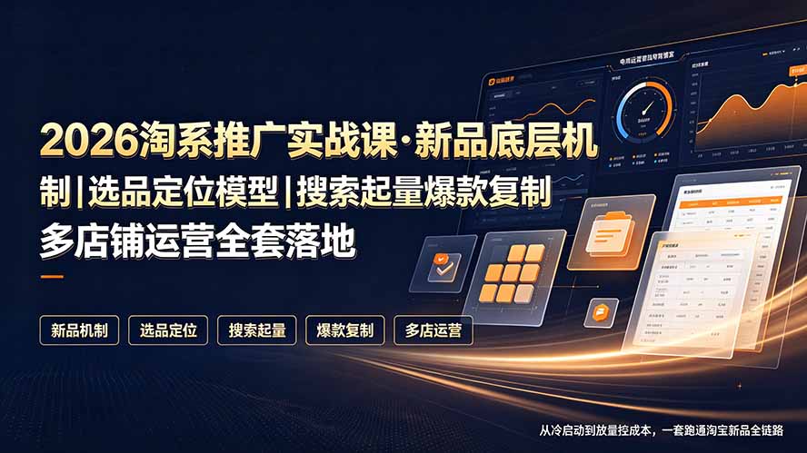 （19272期）2026淘系推广实战课·新品底层机制｜选品定位模型｜搜索起量爆款复制多店铺运营全套落地教程-翌晨科技网