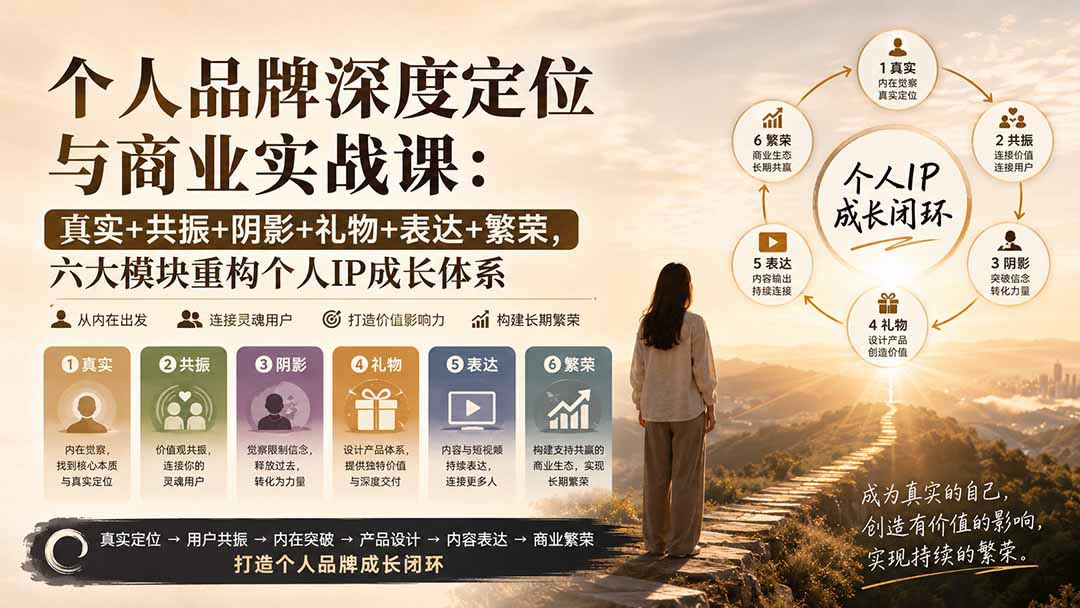 （20140期）个人品牌深度定位与商业实战课：真实+共振+阴影+礼物+表达+繁荣，六大模块重构个人IP成长体系-翌晨科技网