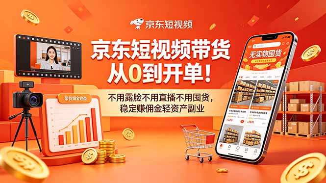 （18895期）京东短视频带货从0到开单！不用露脸不用直播不用囤货，稳定赚佣金轻资产副业-翌晨科技网