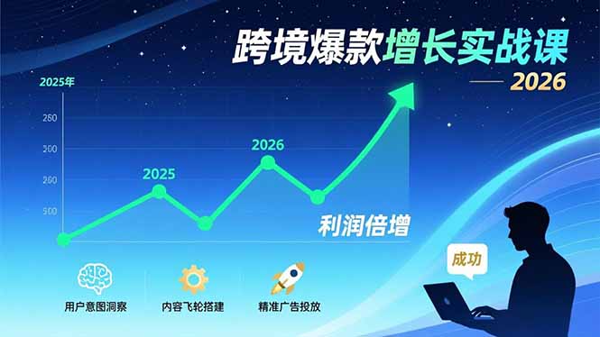 （17279期）跨境爆款增长实战课，教授用户意图洞察、内容飞轮搭建、精准广告投放，助力卖家2026年利润倍增-翌晨科技网