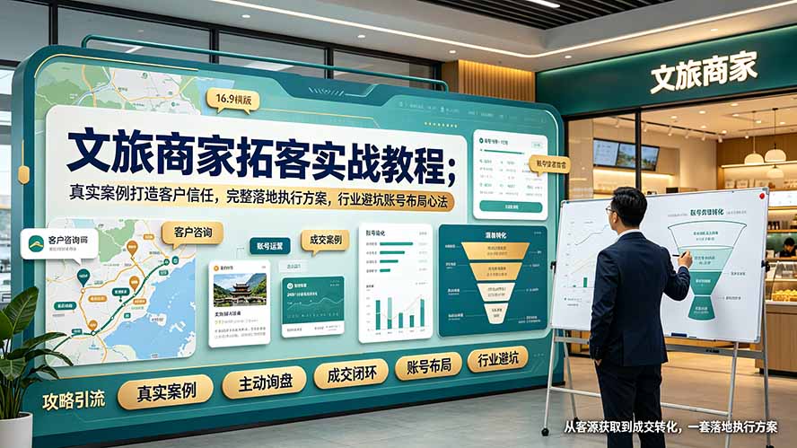 （19273期）文旅商家拓客实战教程；真实案例打造客户信任，完整落地执行方案，行业避坑账号布局心法-翌晨科技网