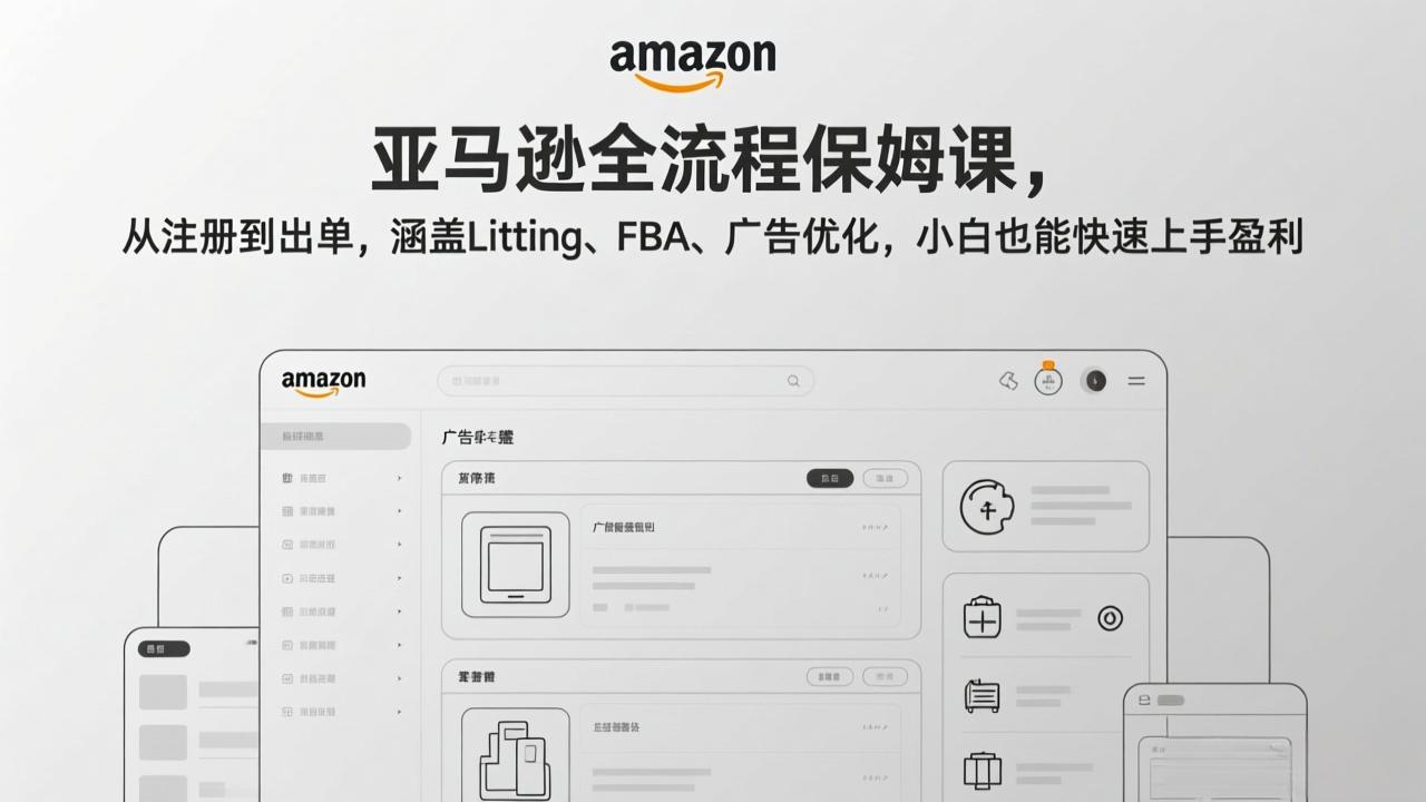 （17293期）亚马逊全流程保姆课，从注册到出单，涵盖Listing、FBA、广告优化，小白也能快速上手盈利-翌晨科技网