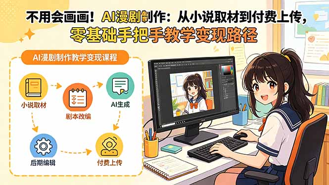 （19429期）不用会画画！AI漫剧制作：从小说取材到付费上传，零基础手把手教学变现路径（更新）-翌晨科技网