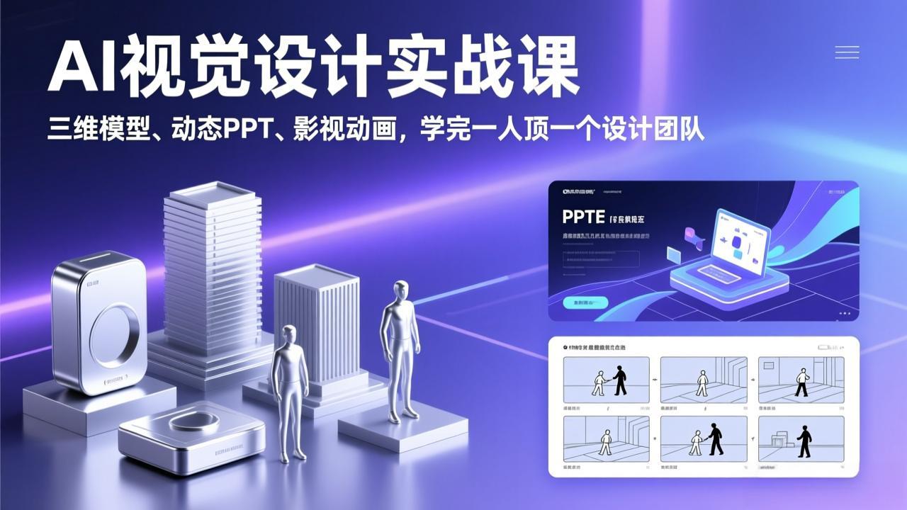 （17407期）AI视觉设计实战课，三维模型、动态PPT、影视动画，学完一人顶一个设计团队-翌晨科技网