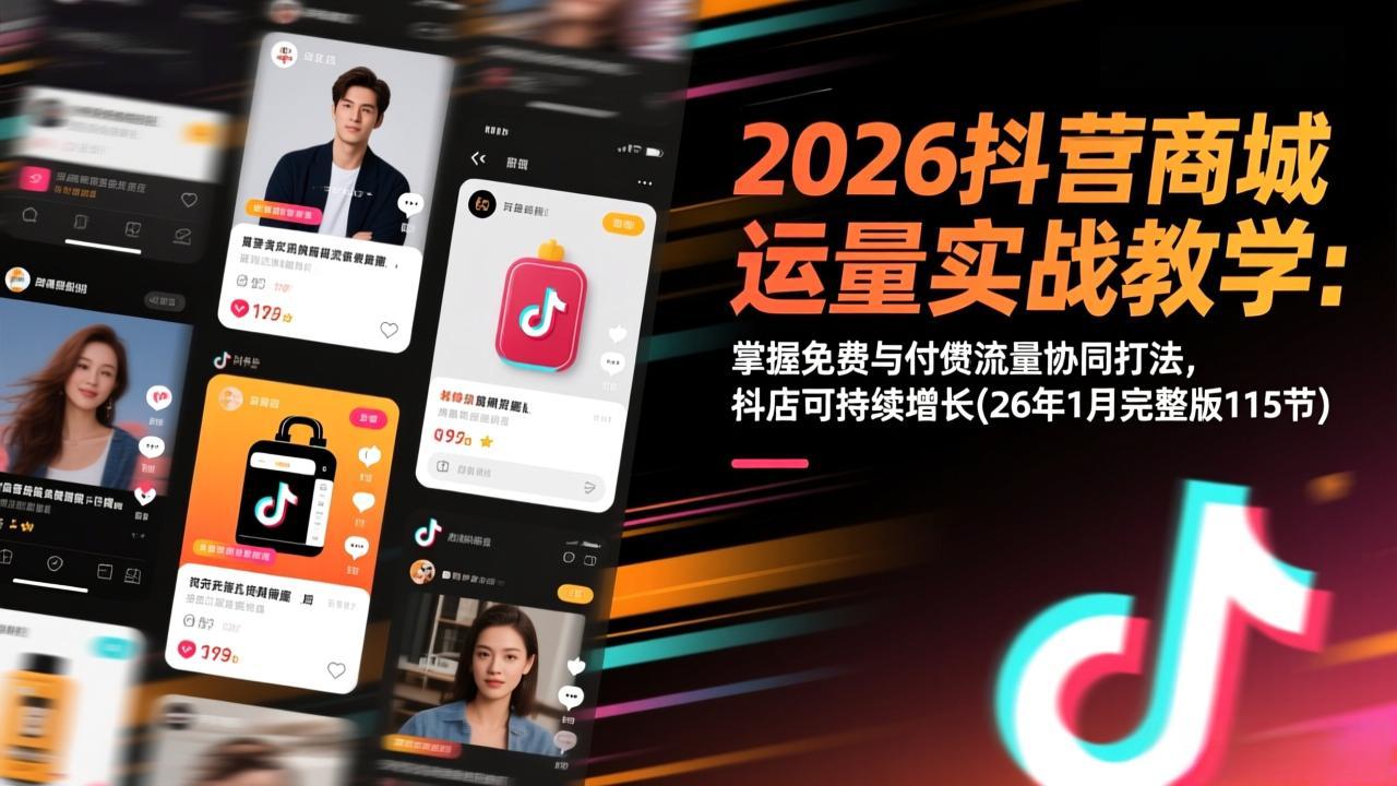 （17165期）2026抖音商城运营实战教学：掌握免费与付费流量协同打法，抖店可持续增长(26年1月完整版115节)-翌晨科技网