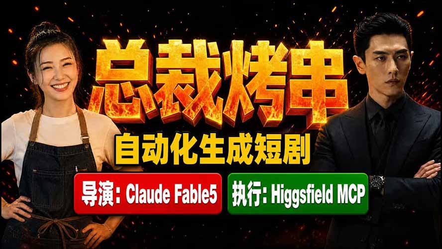 （19541期）《总裁烤串》真人短剧全自动诞生！Claude Fable5 当导演，Higgsfield MCP 执行！-翌晨科技网