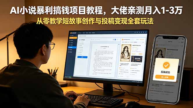 （18913期）AI小说暴利搞钱项目教程-更新，大佬亲测月入1-3万，从零教学短故事创作与投稿变现全套玩法-翌晨科技网