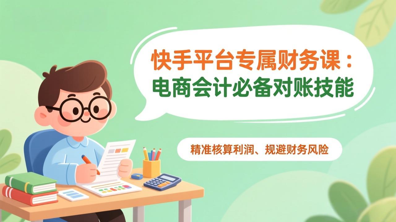 （17167期）快手平台专属财务课：电商会计必备对账技能，精准核算利润、规避财务风险-翌晨科技网