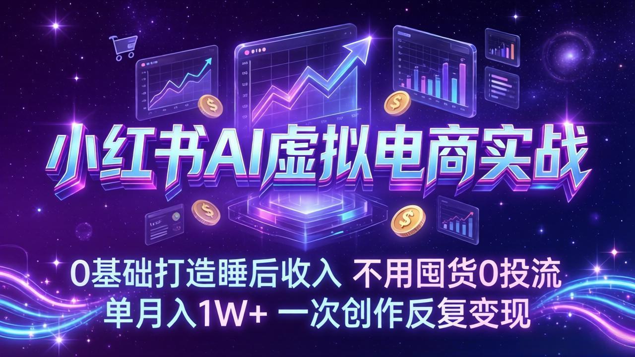 （17607期）小红书AI虚拟电商实战：0基础打造睡后收入，不用囤货0投流，单月入1W+，一次创作反复变现-翌晨科技网