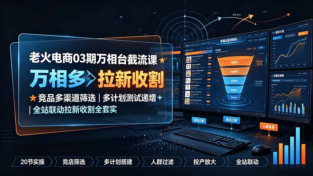 （19431期）老火电商03期万相台截流课：竞品多渠道筛选｜多计划测试递增｜全站联动拉新收割全套实操教学-翌晨科技网