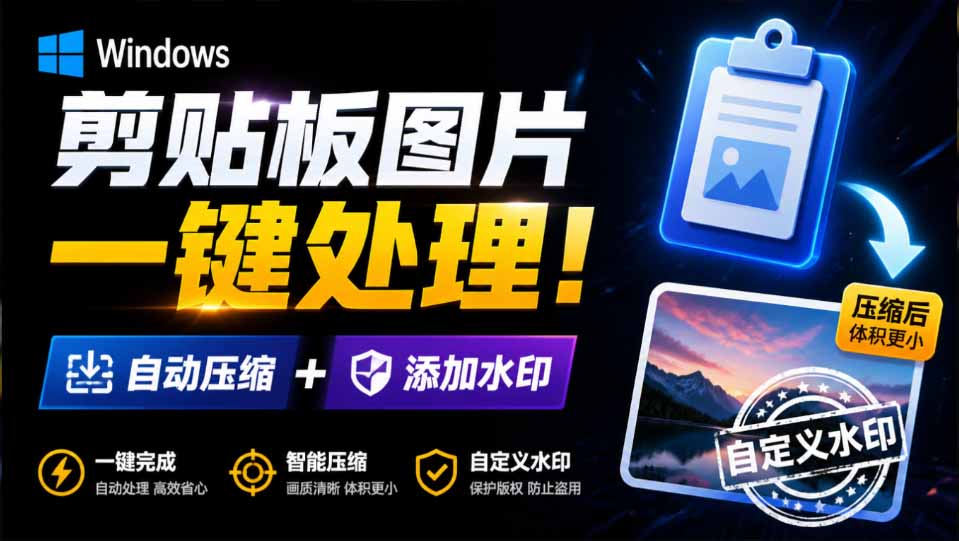 （19831期）Windows 剪贴板复制图片后，体积会暴涨数百倍？剪贴板图片一键自动压缩及添加水印工具-翌晨科技网
