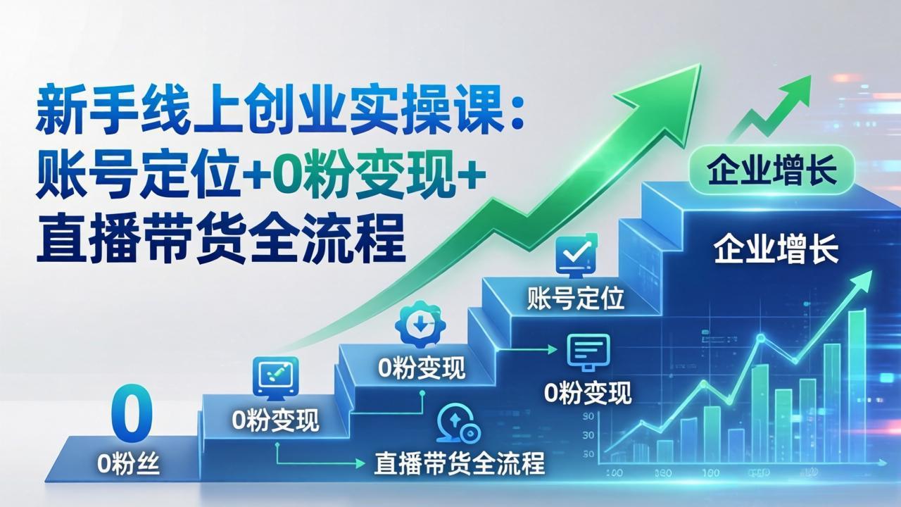 （17831期）新手线上创业实操课：账号定位+0粉变现+直播带货全流程，企业用户增长一步到位-翌晨科技网