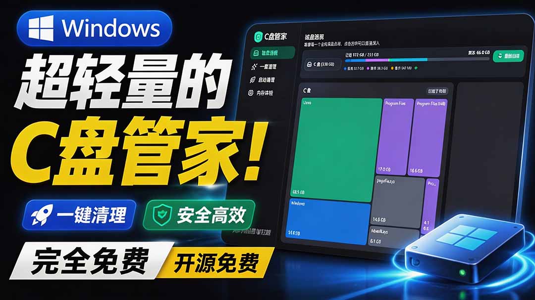（19750期）Windows 超轻量的C盘管家！超级有特点，支持磁盘分析及清理提醒，2M大小体积，完全免费 C盘管家-翌晨科技网