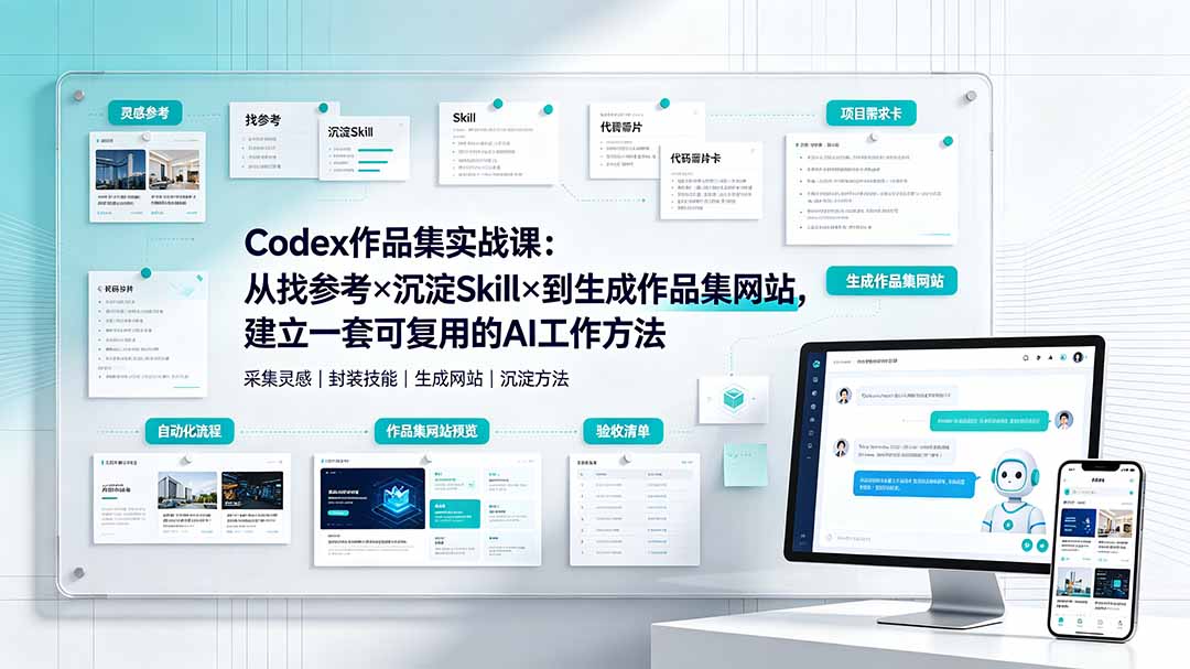 （19361期）Codex作品集实战课：从找参考×沉淀Skill×到生成作品集网站，建立一套可复用的AI工作方法-翌晨科技网