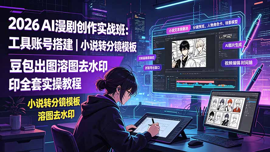 （19433期）2026AI漫剧创作实战班：工具账号搭建｜小说转分镜模板｜豆包出图溶图去水印全套实操教程-翌晨科技网