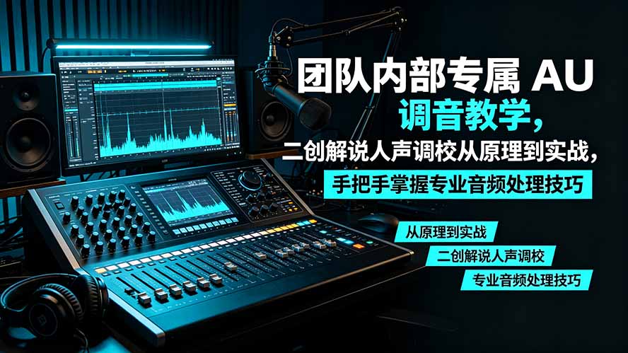 （19517期）某大佬团队内部专属 AU 调音教学，二创解说人声调校从原理到实战，手把手掌握专业音频处理技巧-翌晨科技网