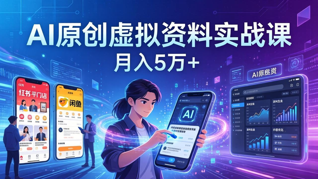 （17657期）AI原创虚拟资料实战课：2026新机会，小红书闲鱼开店，普通人用AI轻松变现，月入5万+-翌晨科技网