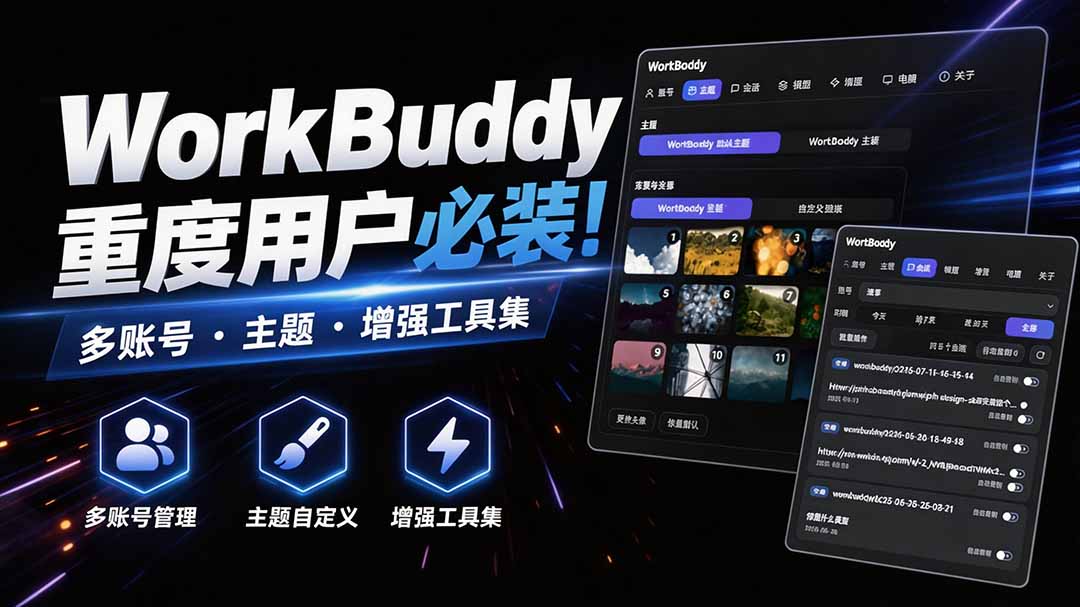 （20073期）WorkBuddy重度用户必装！多账号 · 主题 · 增强工具集，零侵入、零重签名，WorkDaddy-翌晨科技网
