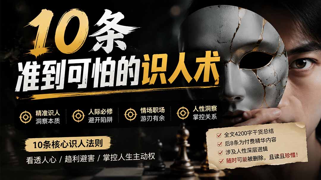 （19751期）付费文章：分享10条准到可怕的识人术术，希望能帮到大家。-翌晨科技网