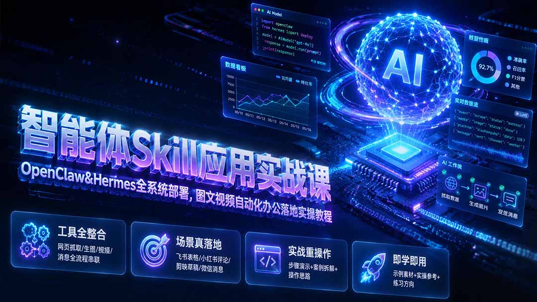 （19645期）智能体Skill应用实战课：OpenClaw&Hermes全系统部署，图文视频自动化办公落地实操教程-翌晨科技网