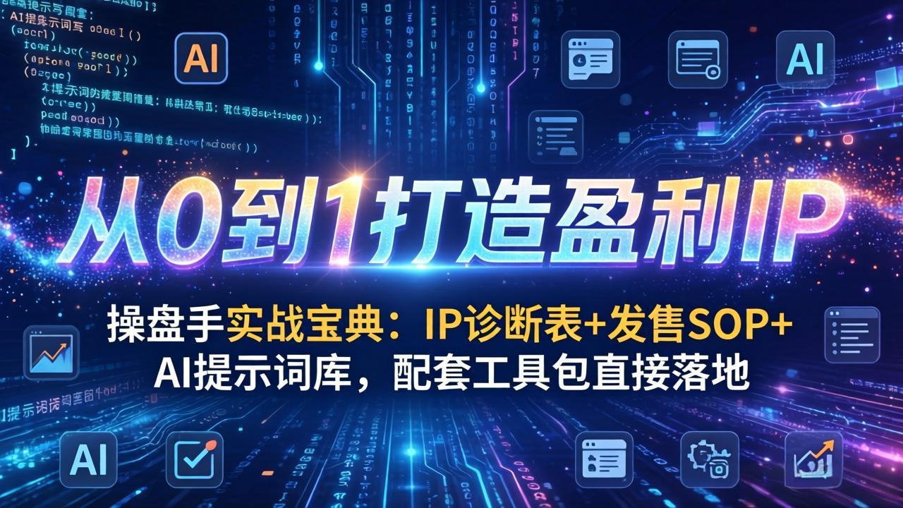 （17593期）操盘手实战宝典：IP诊断表+发售SOP+AI提示词库，配套工具包直接落地，从0到1打造盈利IP-翌晨科技网