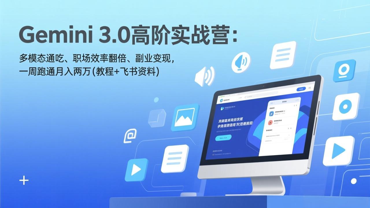 （17386期）Gemini 3.0高阶实战营：多模态通吃、职场效率翻倍、副业变现，一周跑通月入两万(教程+飞书资料)-翌晨科技网