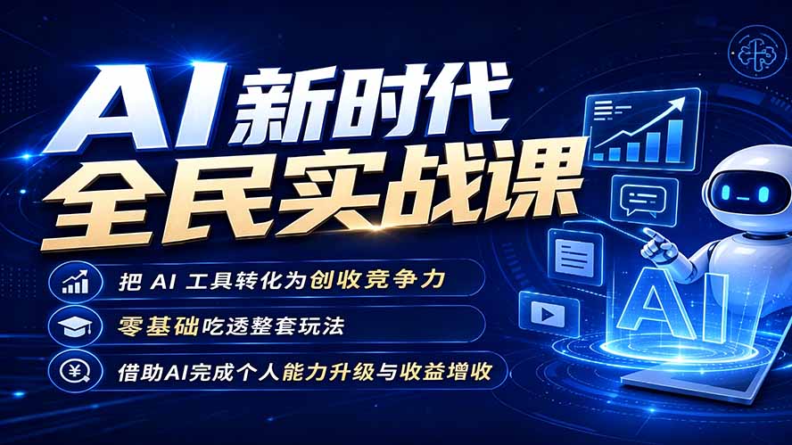 （19519期）AI新时代全民实战课，把 AI 工具转化为创收竞争力，零基础吃透整套玩法，借助AI完成个人能力升级与收益增收。-翌晨科技网