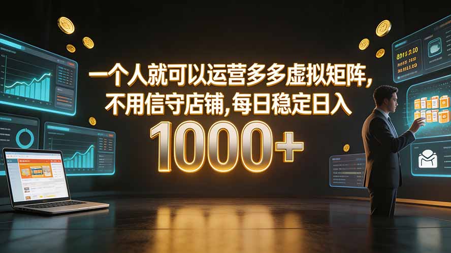 （19622期）一个人就可以运营多多虚拟矩阵，不用值守店铺，每日稳定日入 1000+-翌晨科技网