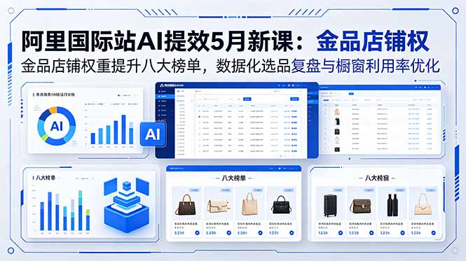 （18556期）阿里国际站AI提效5月新课：金品店铺权重提升八大榜单，数据化选品复盘与橱窗利用率优化-翌晨科技网