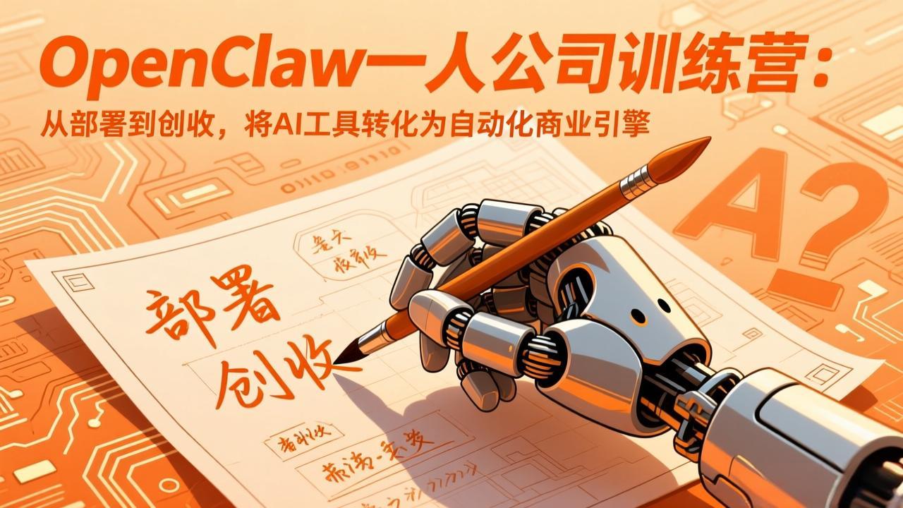 （17540期）OpenClaw一人公司训练营：从部署到创收，将AI工具转化为自动化商业引擎-翌晨科技网