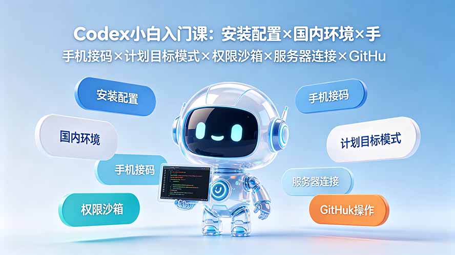 （19402期）Codex小白入门课：安装配置×国内环境×手机接码×计划目标模式×权限沙箱×服务器连接×GitHub操作-翌晨科技网