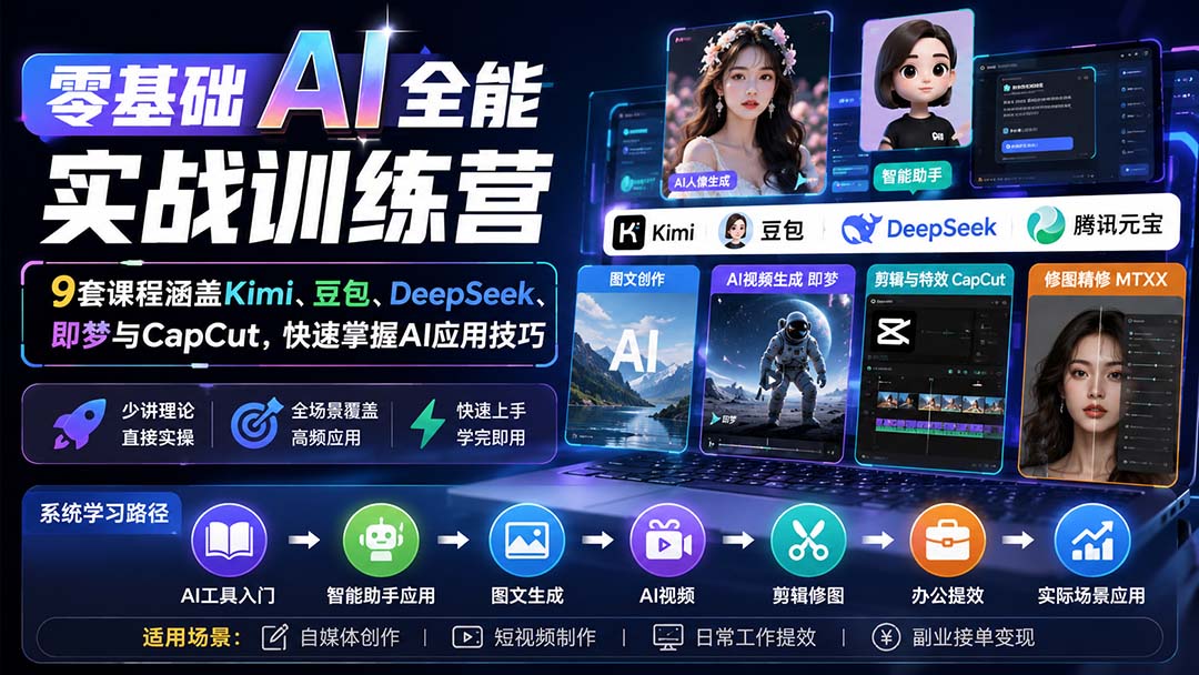 （20134期）零基础AI全能实战训练营：9套课程涵盖Kimi、豆包、DeepSeek、即梦与CapCut，快速掌握AI应用技巧-翌晨科技网