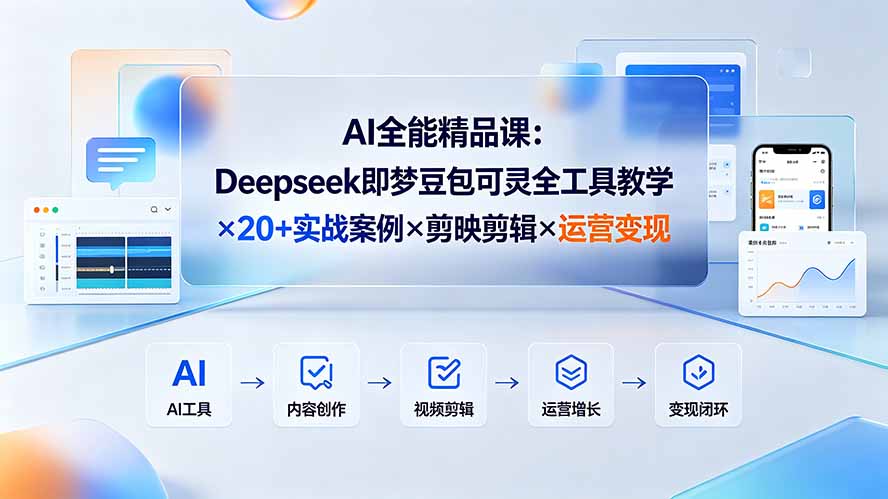 （19278期）AI全能精品课：Deepseek即梦豆包可灵全工具教学×20+实战案例×剪映剪辑×运营变现-翌晨科技网