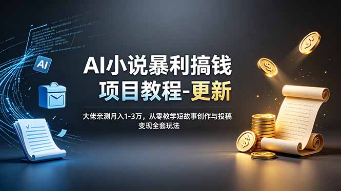（19030期）AI小说暴利搞钱项目教程-更新，大佬亲测月入1-3万，从零教学短故事创作与投稿变现全套玩法-翌晨科技网