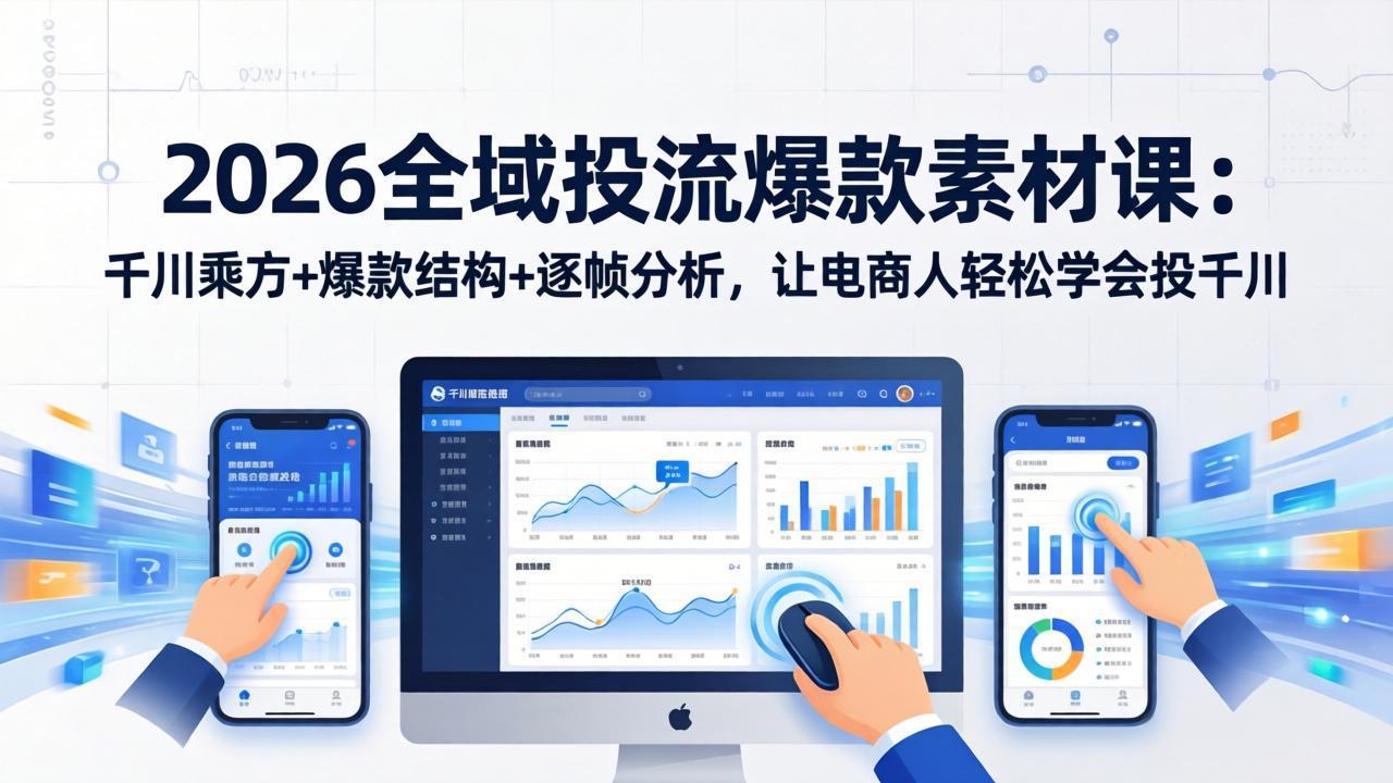 （17705期）2026全域投流爆款素材课：千川乘方+爆款结构+逐帧分析，让电商人轻松学会投千川-翌晨科技网