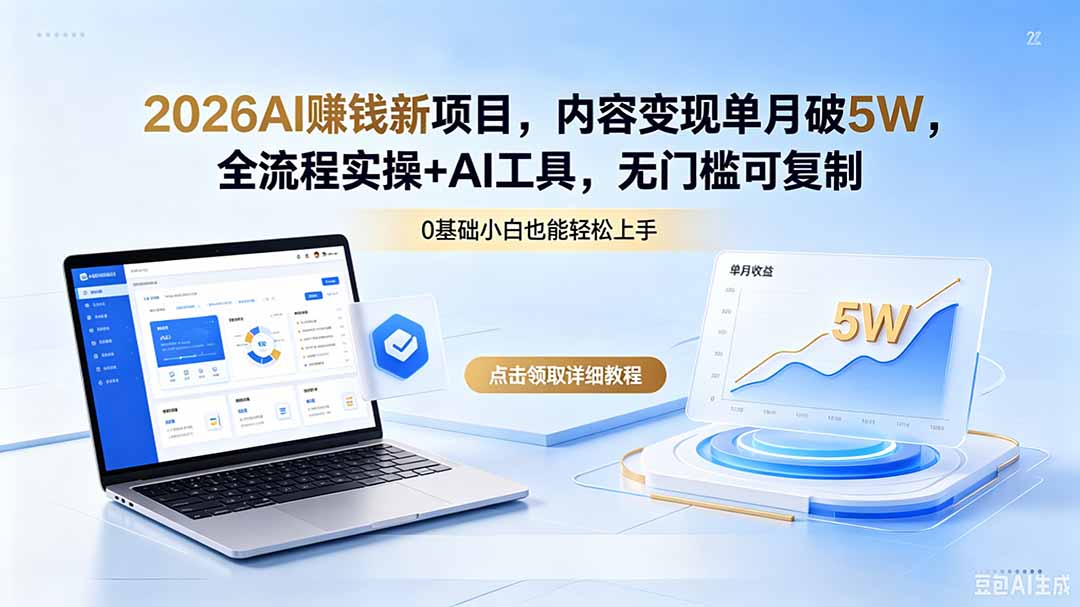 （18476期）2026AI赚钱新项目，内容变现单月破5W，全流程实操+AI工具，无门槛可复制-翌晨科技网