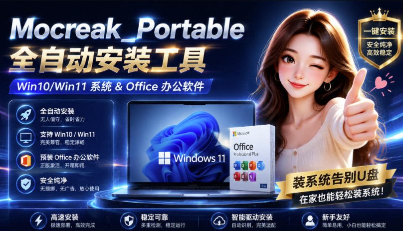 (19970期)Mocreak全自动安装office和win10、win11系统,告别U盘装系统,使用安全可靠-翌晨科技网
