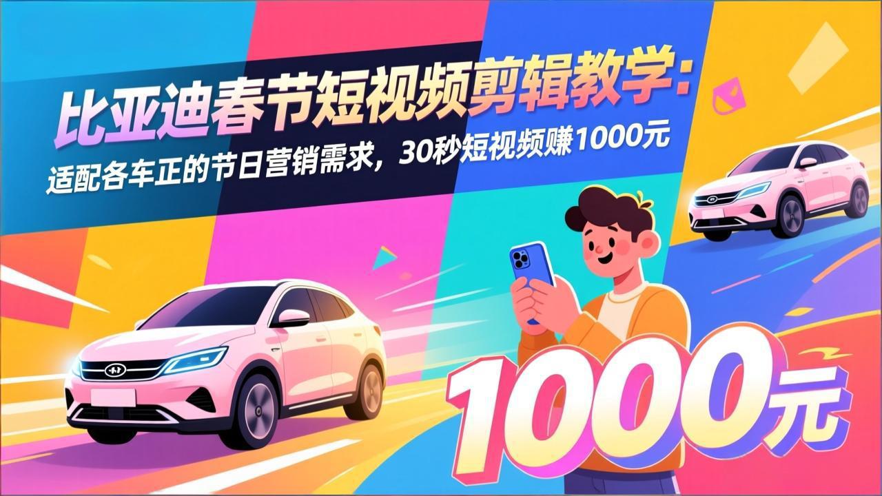 (17320期)比亚迪春节短视频剪辑教学:适配各车企的节日营销需求,30秒短视频赚1000元-翌晨科技网