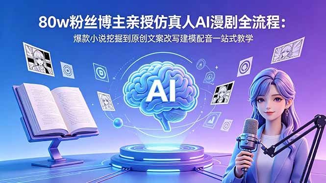 （18581期）80w粉丝博主亲授仿真人AI漫剧全流程：爆款小说挖掘到原创文案改写建模配音一站式教学-翌晨科技网