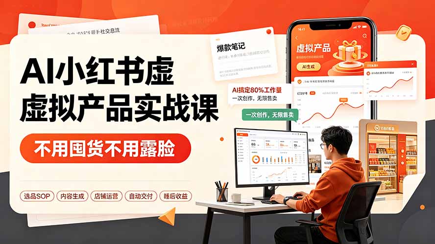 （19314期）AI小红书虚拟产品实战课-更新：不用囤货不用露脸，AI搞定80%工作量，一次创作无限售卖睡后收益-翌晨科技网
