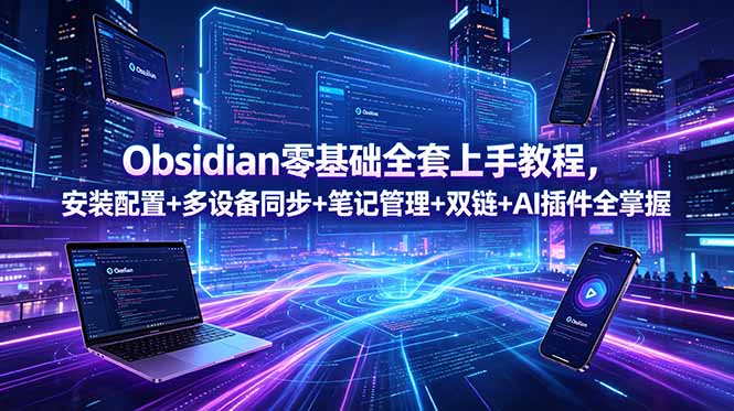 （18797期）Obsidian零基础全套上手教程，安装配置+多设备同步+笔记管理+双链+AI插件全掌握-翌晨科技网