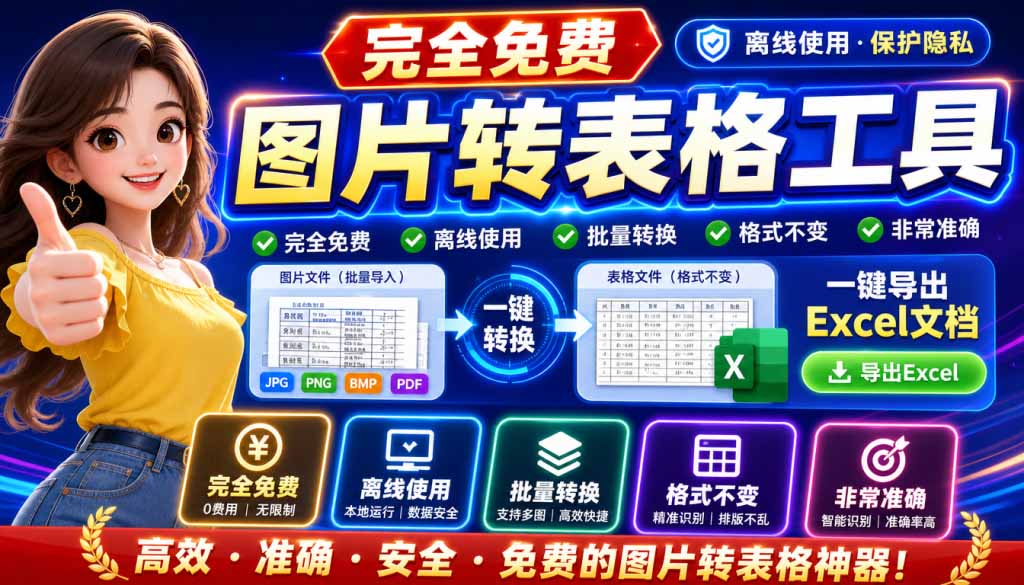 (19972期)图片表格识别提取工具,支持一键从图片中智能提取表格并导出Excel文件,可离线免网运行,FastTableOCR-翌晨科技网