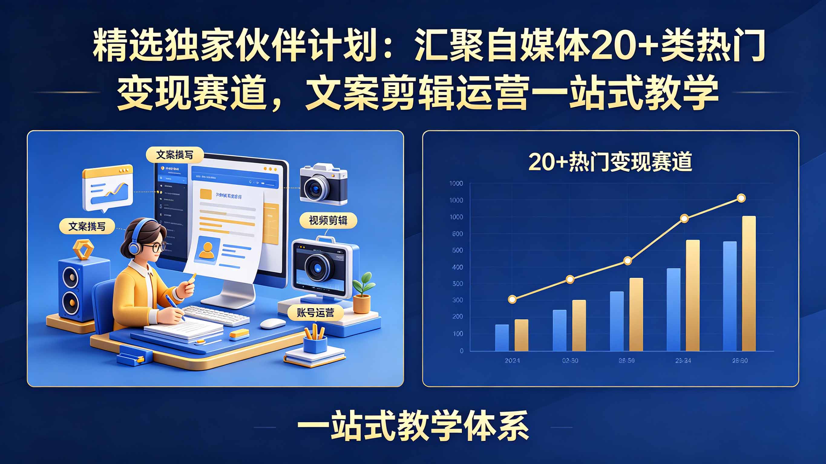 （18478期）精选独家伙伴计划：汇聚自媒体20+类热门变现赛道，文案剪辑运营一站式教学-翌晨科技网