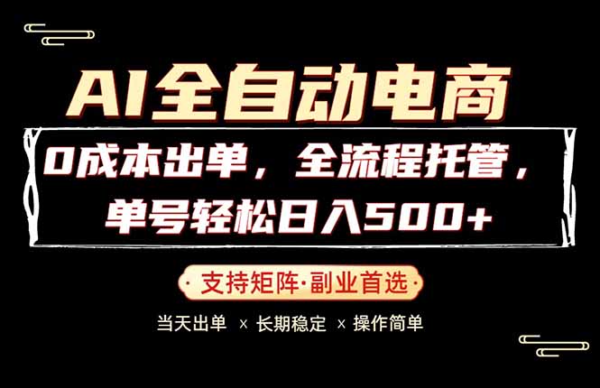 （18348期）0成本出单，全流程托管，单日轻松日入500+-翌晨科技网